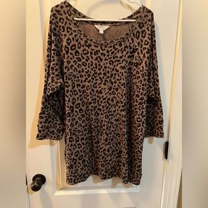 2X animal print Market & Spruce 3/4 length sweater
